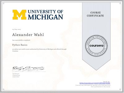 Coursera Python Basics Certificate